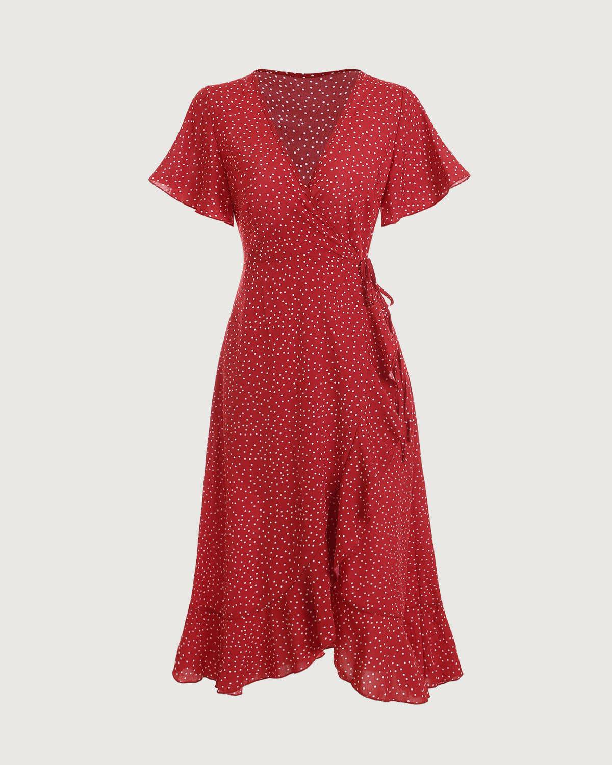 Laura | High Waist Ruffle Trim Wrap Dress