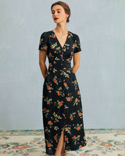 Leonora | Slim Fit V Neck Floral Summer Dress
