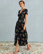 Leonora | Slim Fit V Neck Floral Summer Dress