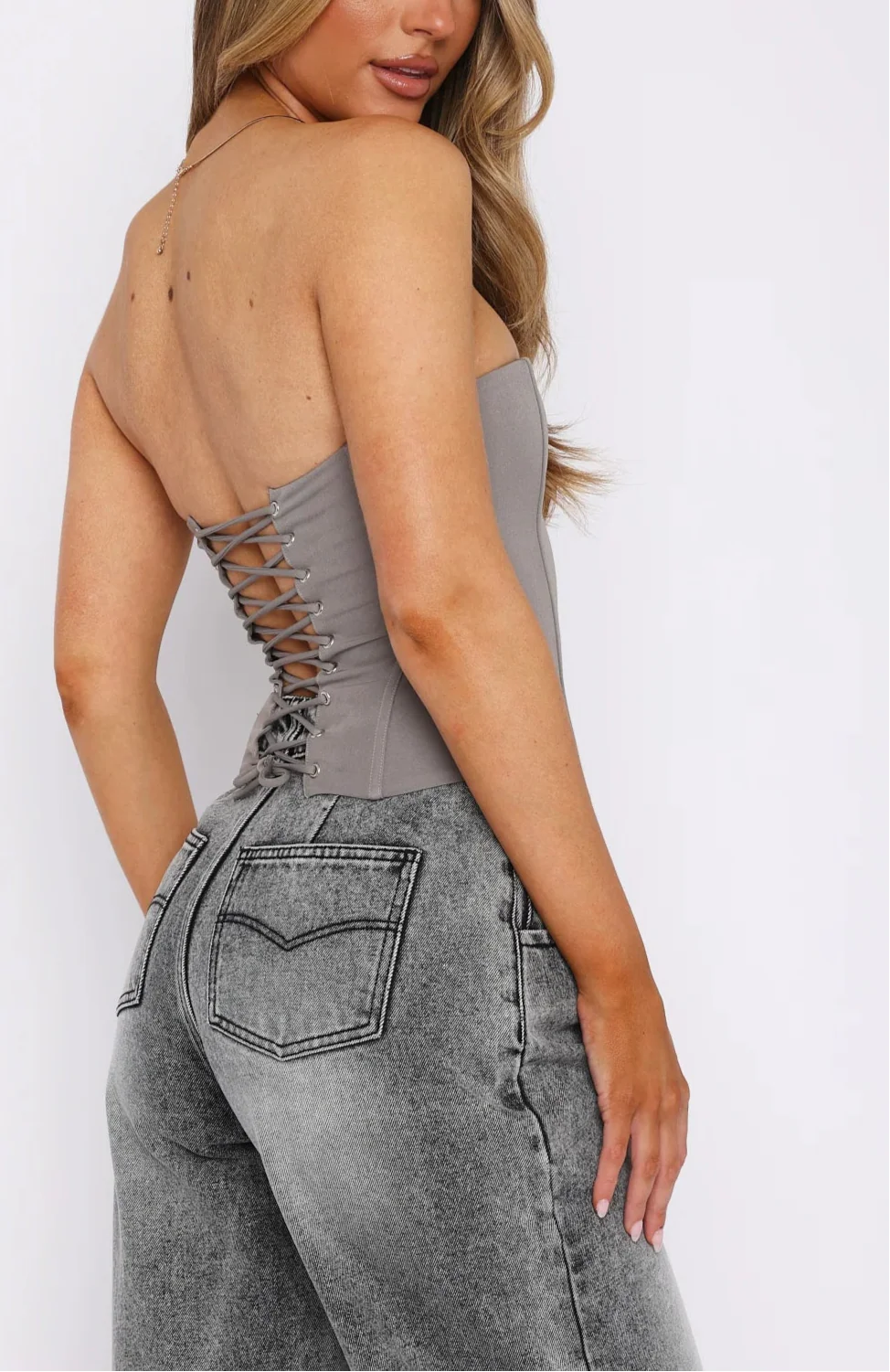 Leonora | Strapless Lace-Up Festival Outfit Bustier Top