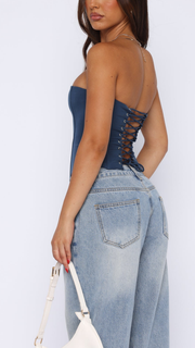 Leonora | Strapless Lace-Up Festival Outfit Bustier Top