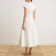 Lillian | Flared Fit V-Neck Linen Summer Dress
