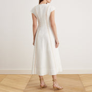 Lillian | Flared Fit V-Neck Linen Summer Dress