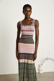 Lina | Sleeveless Contrast-Color Knit Ladies Day Dress