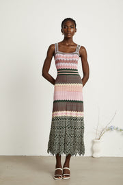 Lina | Sleeveless Contrast-Color Knit Ladies Day Dress