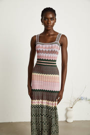 Lina | Sleeveless Contrast-Color Knit Ladies Day Dress