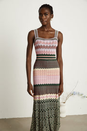 Lina | Sleeveless Contrast-Color Knit Ladies Day Dress