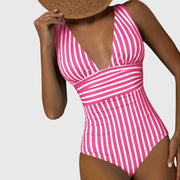 Lola | V-Neck Striped One-Piece Swimsuit