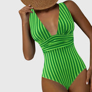 Lola | V-Neck Striped One-Piece Swimsuit