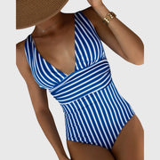 Lola | V-Neck Striped One-Piece Swimsuit