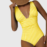 Lola | V-Neck Striped One-Piece Swimsuit