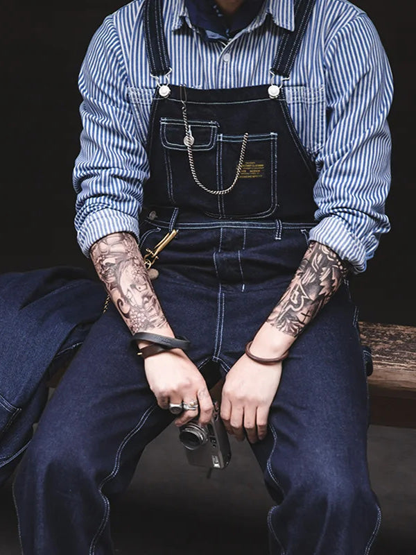 Louis | Slim Fit Indigo Denim Overalls