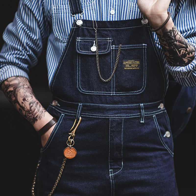 Louis | Slim Fit Indigo Denim Overalls