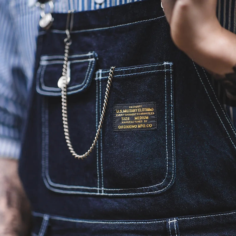 Louis | Slim Fit Indigo Denim Overalls