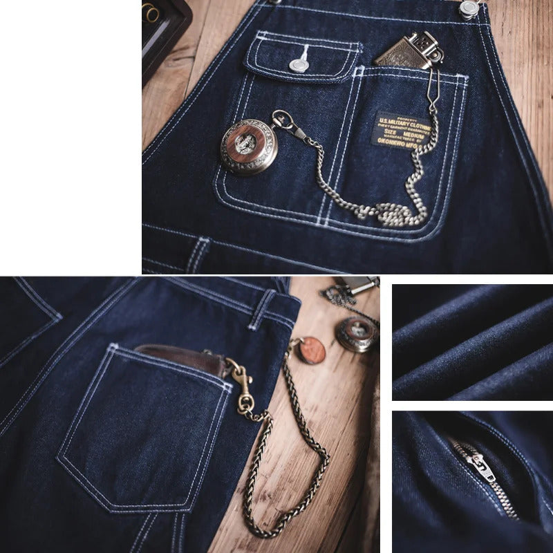 Louis | Slim Fit Indigo Denim Overalls
