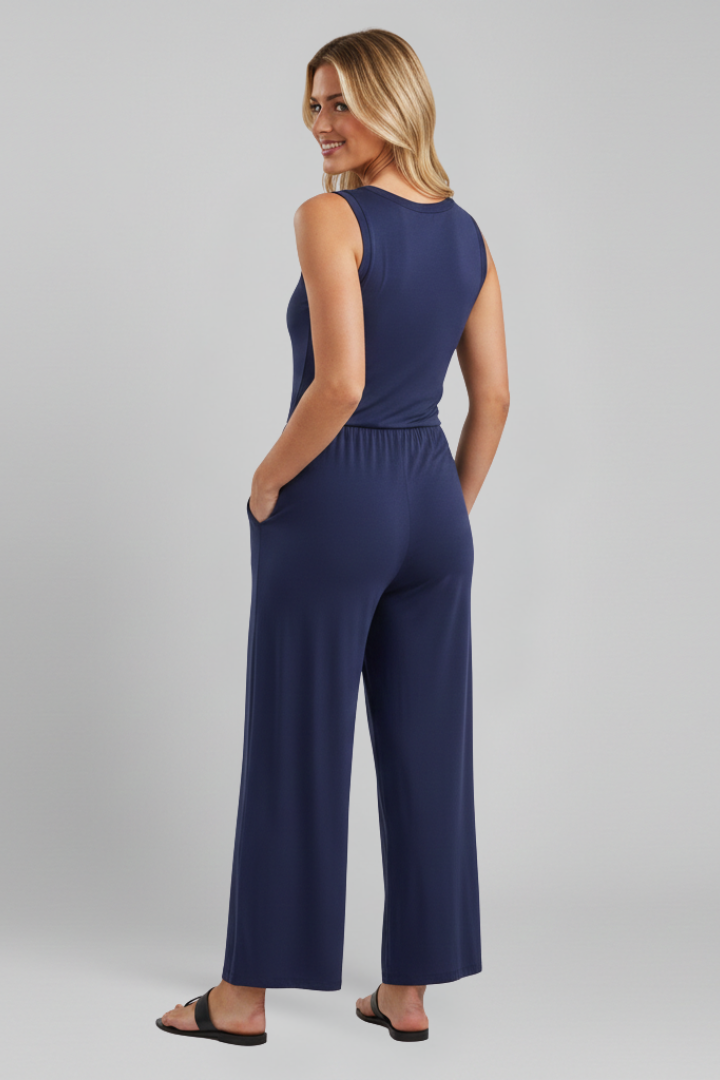 Louisa | Relaxed Fit Round-Neck Wide-Leg Jumpsuit