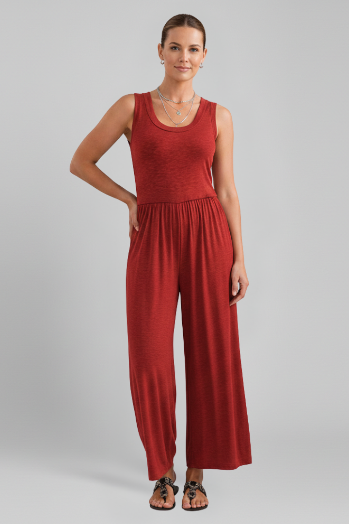 Louisa | Relaxed Fit Round-Neck Wide-Leg Jumpsuit