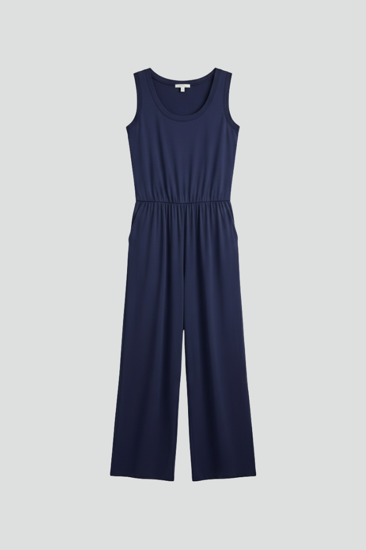 Louisa | Relaxed Fit Round-Neck Wide-Leg Jumpsuit