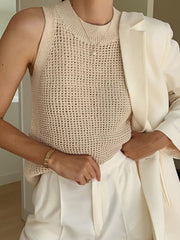 Louisa | Slim Fit Hollow Knit Festival Tank Top