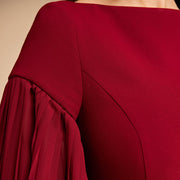 Luciana | Pleated Sleeve Crepe Midi Dress Mother of the Bride Outfits