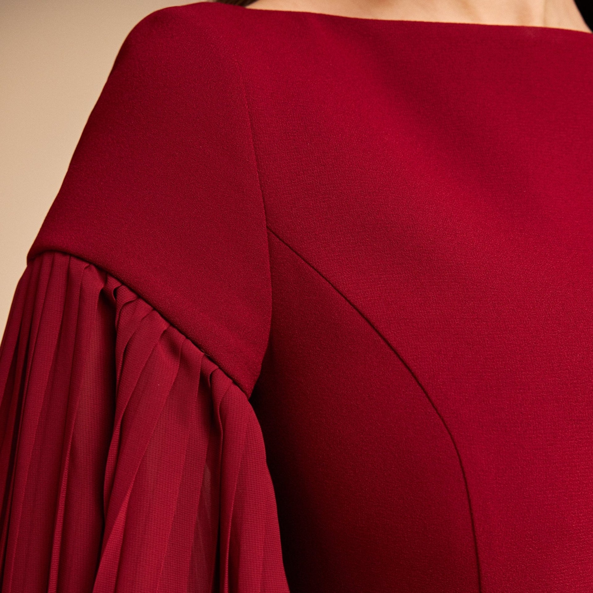 Luciana | Pleated Sleeve Crepe Midi Dress Mother of the Bride Outfits