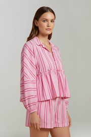 Margot | Relaxed Fit Striped Long Sleeve Shorts Set