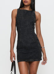 Maria | Bodycon Charcoal Denim Dress