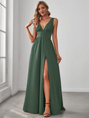 Mariella | Empire Waist V-Neck Sleeveless Maxi Dress