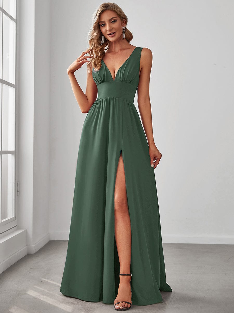 Mariella | Empire Waist V-Neck Sleeveless Maxi Dress