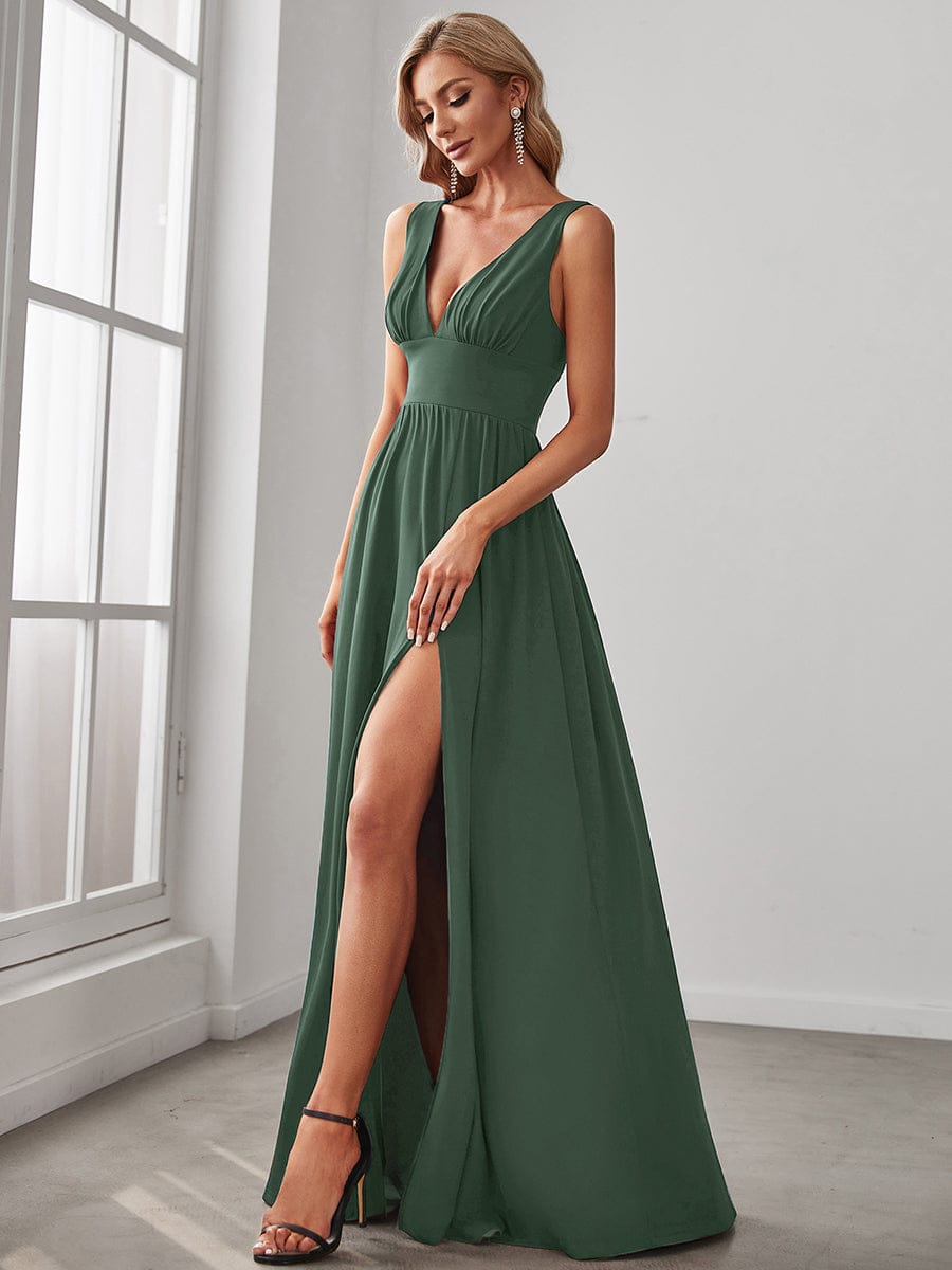 Mariella | Empire Waist V-Neck Sleeveless Maxi Dress