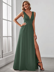 Mariella | Empire Waist V-Neck Sleeveless Maxi Dress