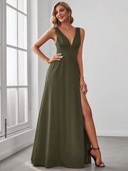 Mariella | Empire Waist V-Neck Sleeveless Maxi Dress