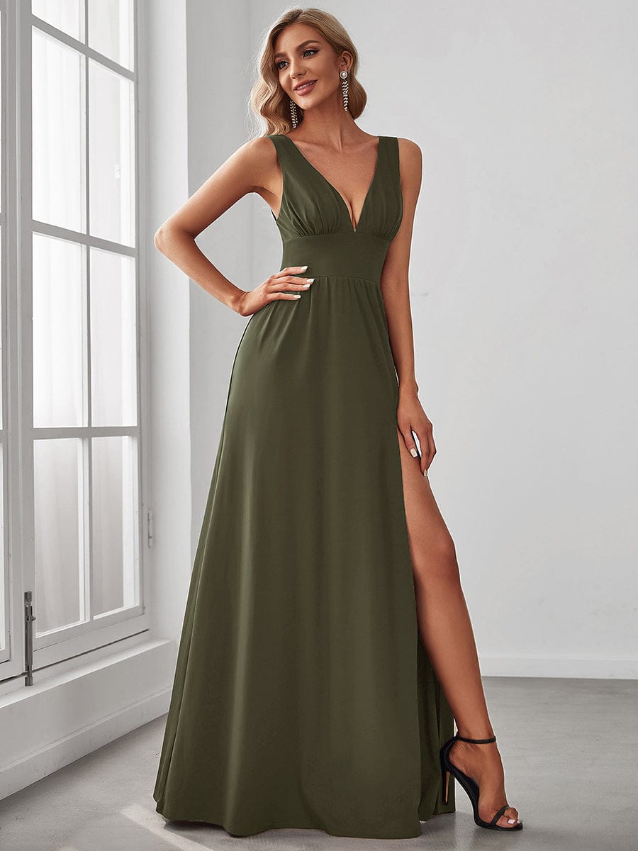 Mariella | Empire Waist V-Neck Sleeveless Maxi Dress