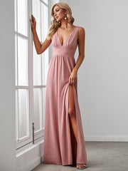 Mariella | Empire Waist V-Neck Sleeveless Maxi Dress