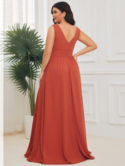Mariella | Empire Waist V-Neck Sleeveless Maxi Dress