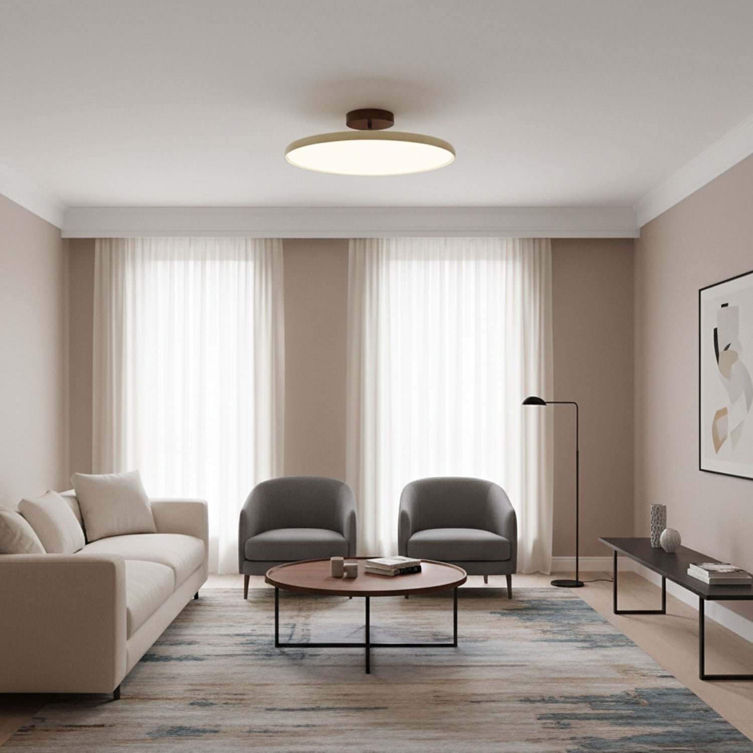 Matte Black Adjustable Ceiling Lamp with Soft Diffused Light – Ideal for Living Room or Bedroom