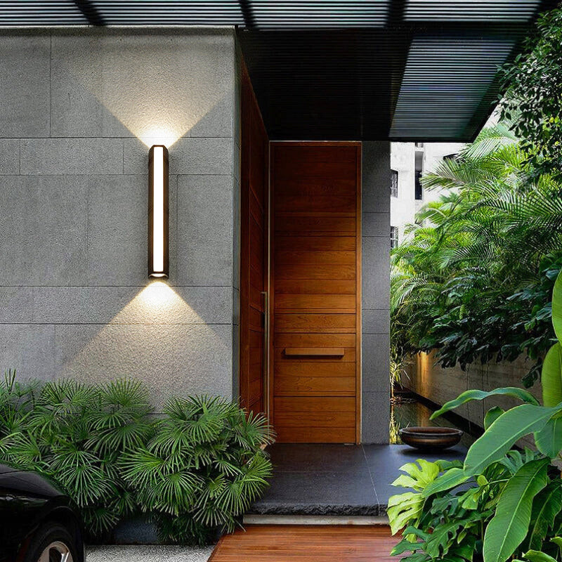 Matte Black Metal Wall Sconce with Vertical Design – Ideal for Outdoor Faucet Area by Walnut