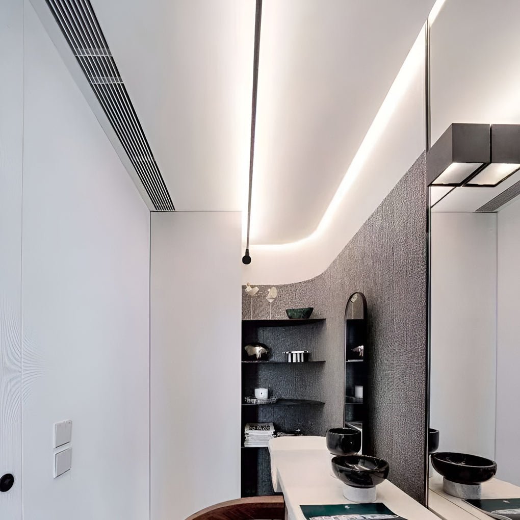 Matte White Aluminum Ceiling Lamp with 360° Swivel LED Strip – Ideal for Living Room or Office