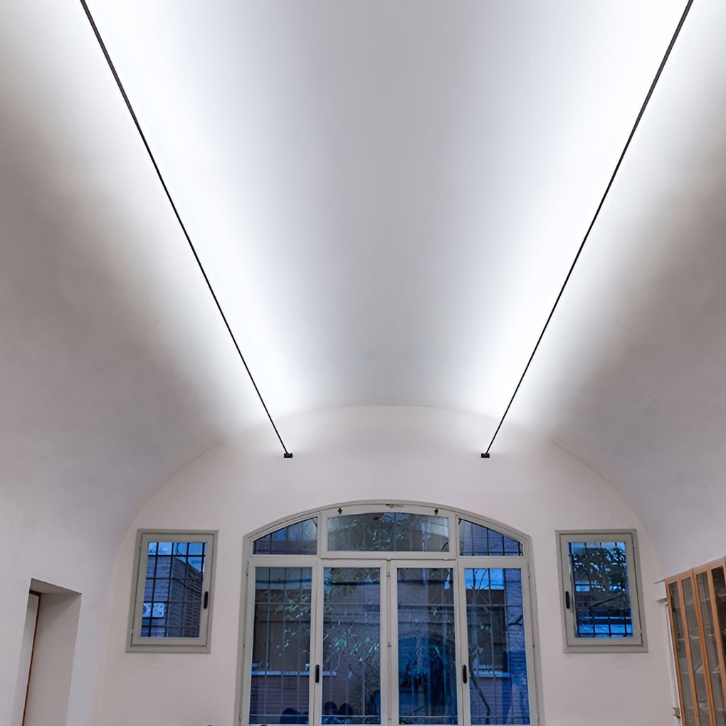 Matte White Aluminum Ceiling Lamp with 360° Swivel LED Strip – Ideal for Living Room or Office
