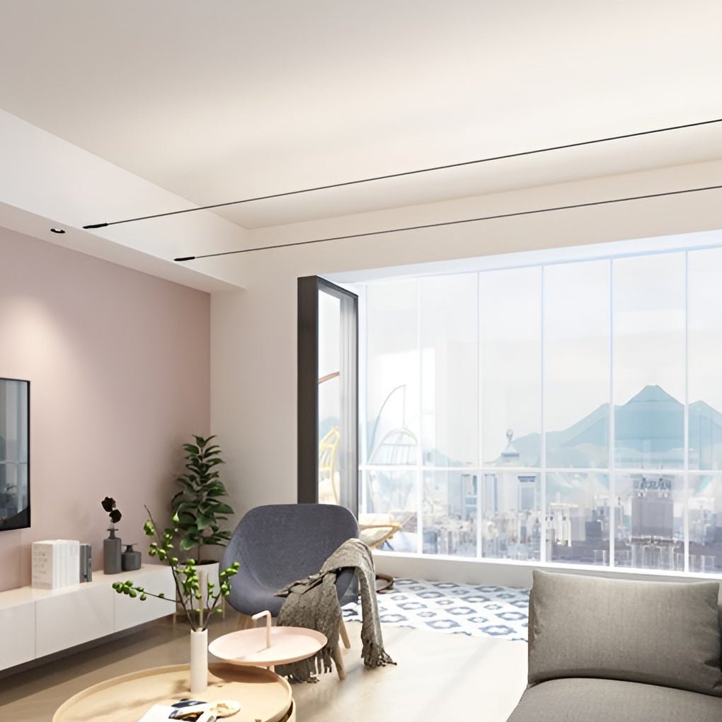Matte White Aluminum Ceiling Lamp with 360° Swivel LED Strip – Ideal for Living Room or Office