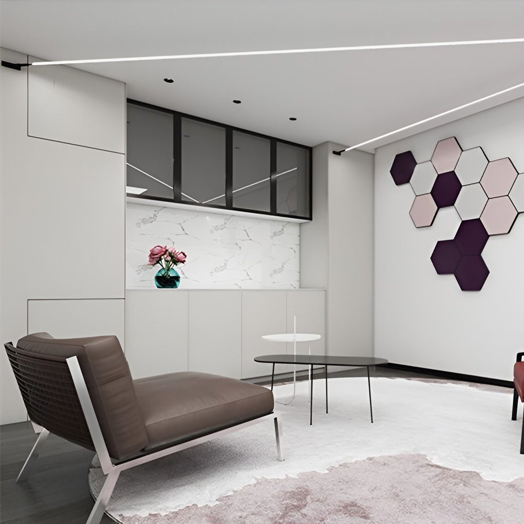 Matte White Aluminum Ceiling Lamp with 360° Swivel LED Strip – Ideal for Living Room or Office