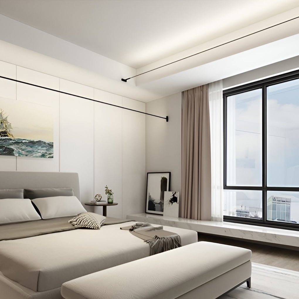 Matte White Aluminum Ceiling Lamp with 360° Swivel LED Strip – Ideal for Living Room or Office