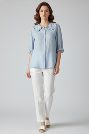 Maura | Relaxed Fit Ruffled Collar Button-Up Shirt