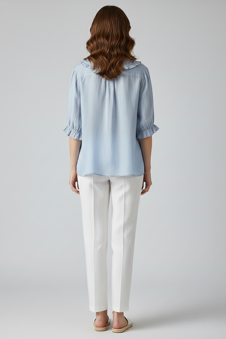Maura | Relaxed Fit Ruffled Collar Button-Up Shirt