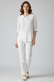 Maura | Relaxed Fit Ruffled Collar Button-Up Shirt