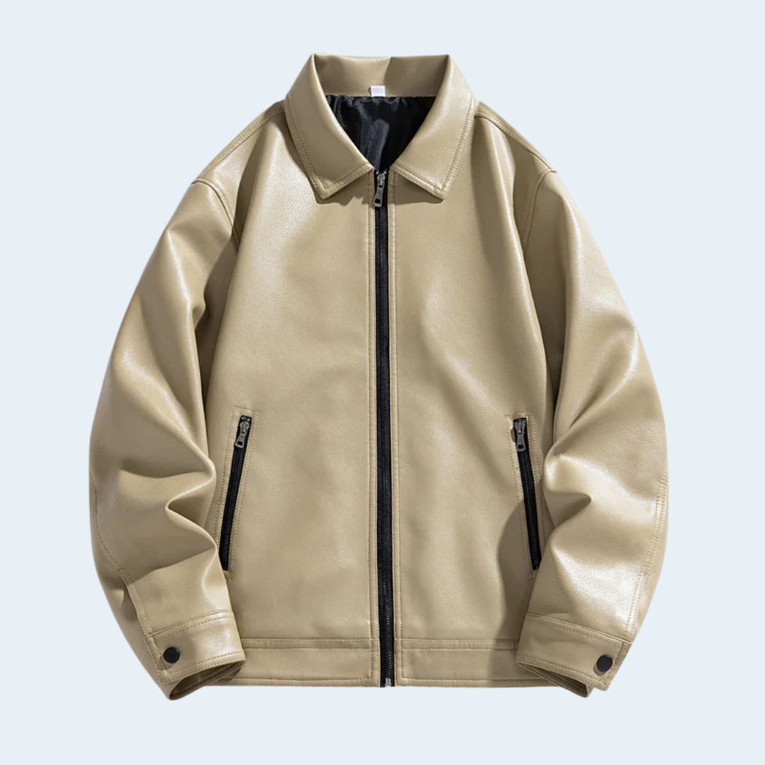 Biruvi | Men’s Faux Leather Zip Jacket