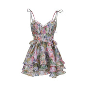 Meredith | Bustier Fit Floral Print Pleated Mini Summer Dress