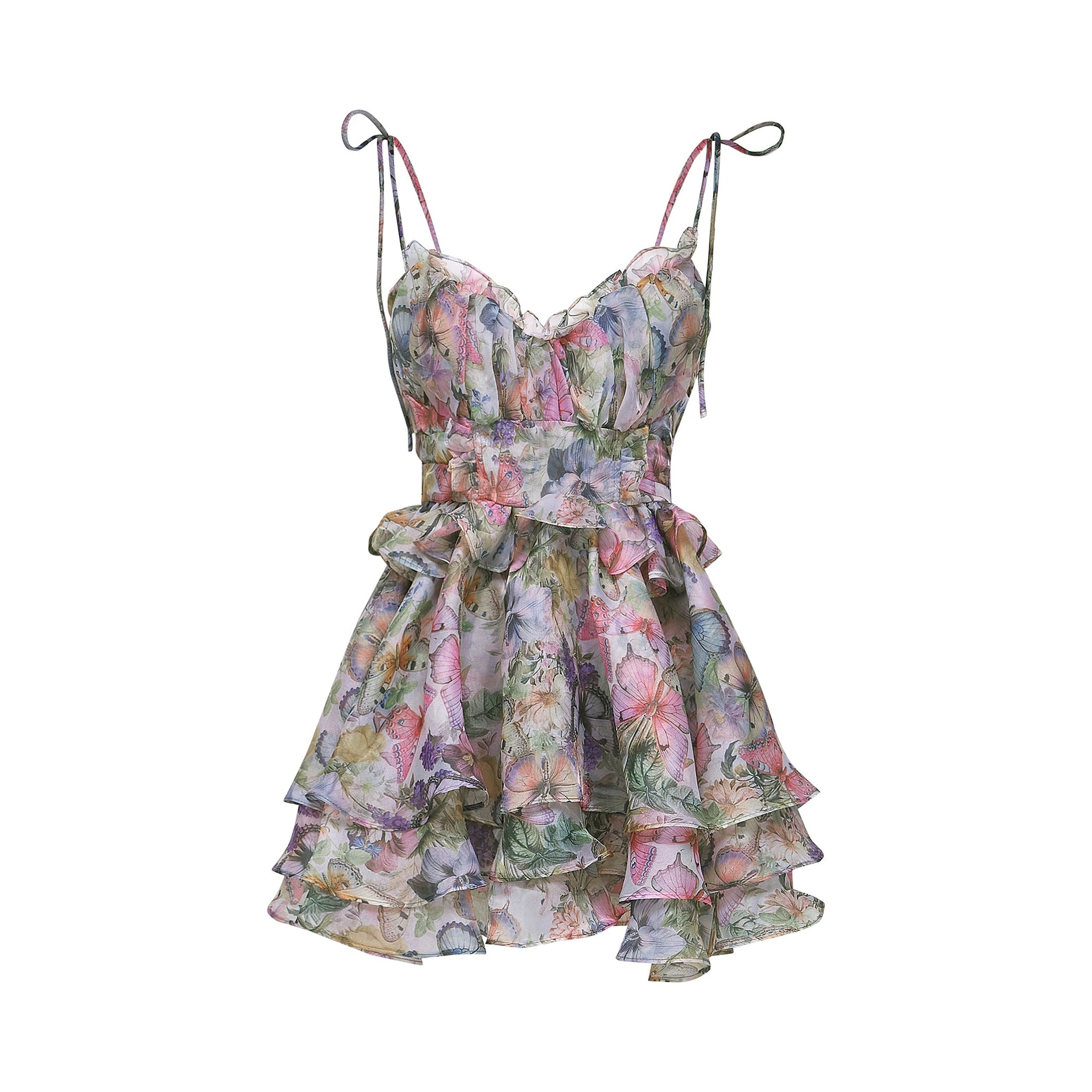 Meredith | Bustier Fit Floral Print Pleated Mini Summer Dress