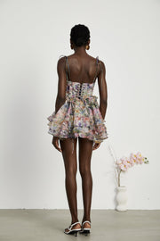Meredith | Bustier Fit Floral Print Pleated Mini Summer Dress