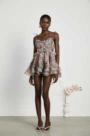 Meredith | Bustier Fit Floral Print Pleated Mini Summer Dress